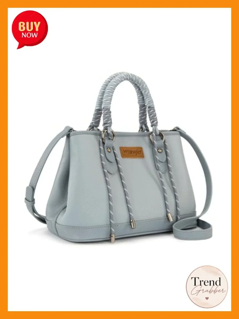 Vegan Leather Medium Satchel Tote Purse with Braided Rope Handle & Crossbody